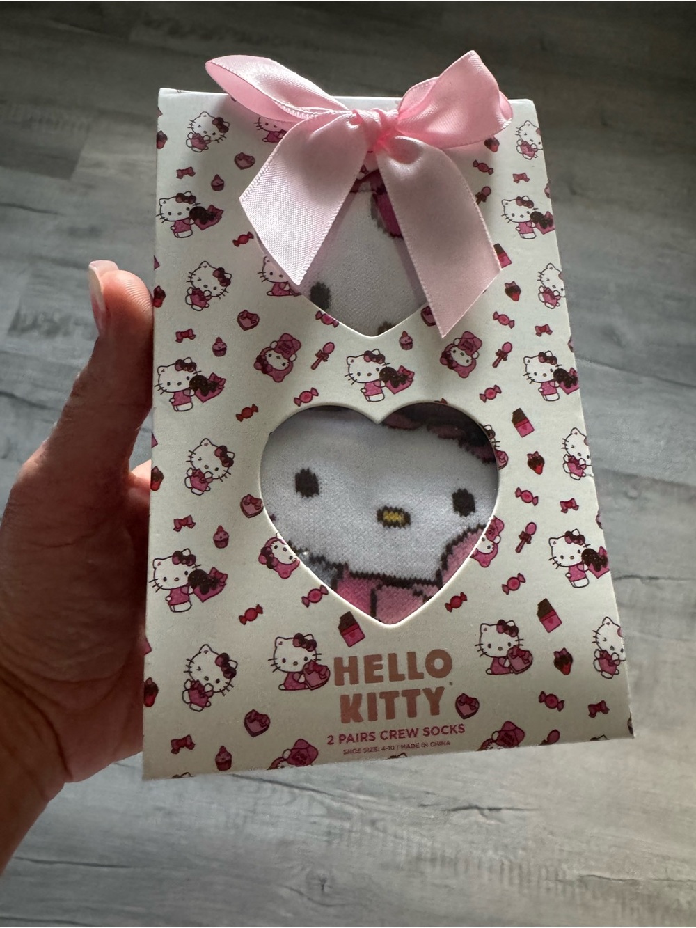 Hello Kitty White & Pink Gift-Style Crew Socks